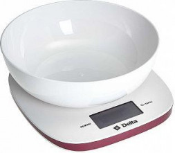Весы кухонные DELTA KCE-72 белый с бордовым