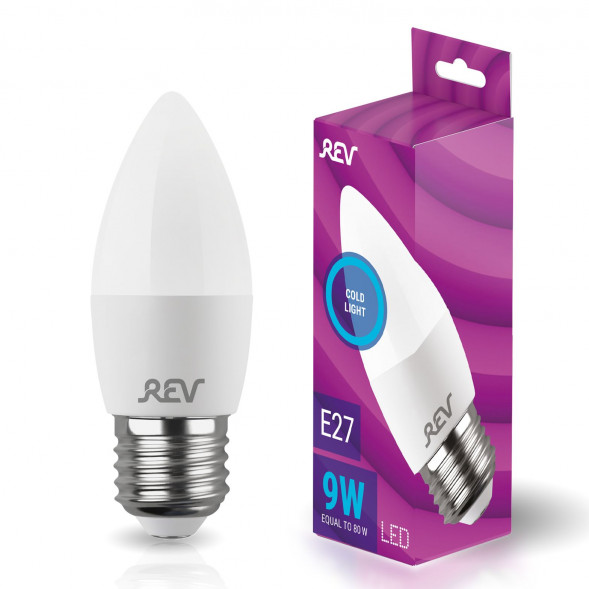 Лампа свтодиодная REV 32523 9 C37 Е27/9W/6500K