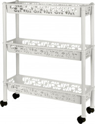 Этажерка KEEPLEX KL283012048 Light на колесиках трехсекционная прямоугольная длинная 58х18х13,5см белое облако