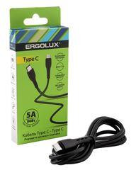 Кабель ERGOLUX (15201) ELX-CDC06-C02 (Кабель Type C-Type C, 5А, 80Вт, 1,2м, Черный, Зарядка+ПД, Коробка)