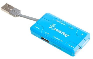 USB-устройство SMARTBUY (SBRH-750-B) хаб + картридер синий