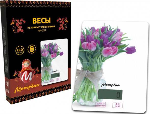 Весы кухонные МАТРЁНА МА-037 тюльпаны (7833)