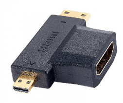 Кабель, переходник PERFEO (A7006) переходник HDMI A розетка - HDMI D (MICRO HDMI) вилка + HDMI C (MINI HDMI)