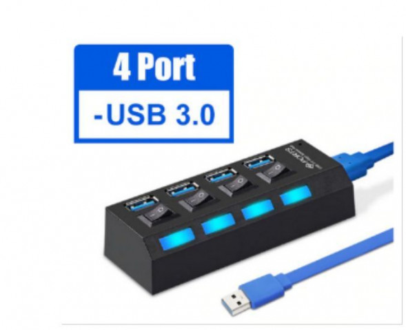 USB-хаб SMARTBUY (SBHA-7304-B) USB 3.0 хаб + выкл., 4 порта, черный