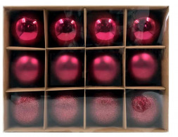 Набор ёлочных шаров WINTER GLADE Набор ёлочных шаров, пластик, 8 см, 12 шт, красный микс, 8012G003