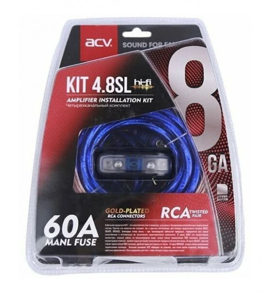 Комплект проводов ACV KIT 4.8SL (SILVER=ECO) (4-кан усил-ля 8AWG/MINI ANL 60A)