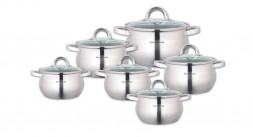 Набор посуды GREEN POINT GP-2127 Набор посуды 1х2 12предм., 1.9, 2.6*2, 3.5*2, 6л, нерж. сталь