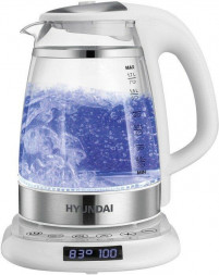 Чайник HYUNDAI HYK-G5507 1.7л. 2200Вт белый/серебристый (стекло)