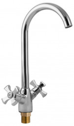 Смеситель для кухни BIANCO 4254 Смеситель кухонный металлокерамика ручка крест
