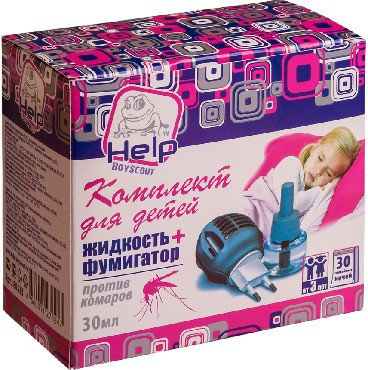 Средство от насекомых HELP 80523 комплект детский от комаров: фумигатор+жидкость 30 ночей