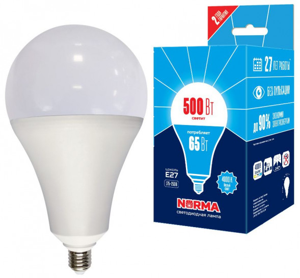 ЭЛЕКТРИКА VOLPE (UL-00005617) LED-A160-65W/4000K/E27/FR/NR картон