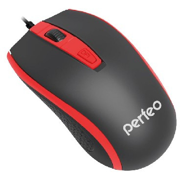 Мышь проводная оптическая PERFEO (PF-383-OP-B/RD) PF-4928, черный/красный