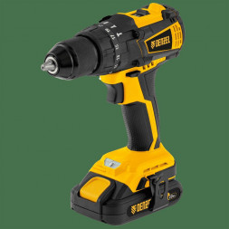 Аккумуляторная дрель DENZEL Дрельшуруповерт аккумуляторная ударная бесщет CIDBIB1802, LiIon, 18 В, 2 акк. Denzel 26130