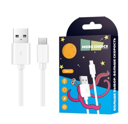 Кабель MORE CHOICE (4627151190792) K13a USB (m)-Type-C (m) 1.0м - белый
