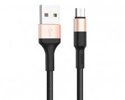 Дата-кабель microUSB HOCO (6957531080213) X26 USB (m)-microUSB (m) 1.0м - черный/золотой