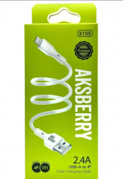 Кабель AKSBERRY (6972969383200) X155 для iPhone 1м 24A (белый)