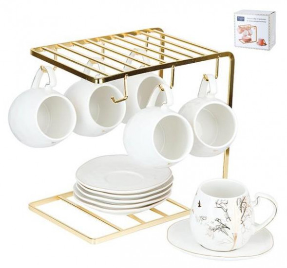 Чайный набор NOUVELLE HOME Чайный набор на металлической подставке 12пр. &quot;5th Avenue.Golden Forest&quot; 1400039