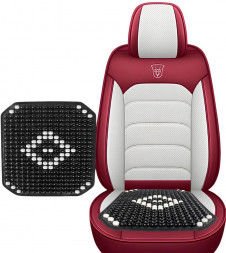 Накидка на сидение NOVA BRIGHT (коврик) массажная деревянная, черная с рисунком, противоскользящая основа 48449