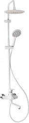 Душевые системы BRIMIX 30556 Смеситель + стойка душевая ''тропический душ'' с двумя лейками, с длинным изливом, корпус матовый АБС пластик, цвет БЕЛЫЙ