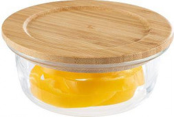 LEONORD Контейнер BAMBU, объем: 400 мл, из жаропрочного стекла с крышкой из бамбука, круглый (106023)