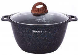 Кастрюля KUKMARA кгг42а а/пр литая 4,0л стекл/кр Granit ultra blue