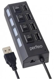 USB-концентратор PERFEO (PF_C3220) USB-HUB 4 Port, (PF-H030 Black) чёрный