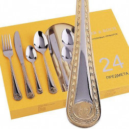 Набор столовых приборов 24пр MAYER&BOCH 30707 серебристый/золотой 24пр