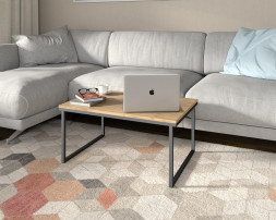 Стол придиванный БИТЕЛ Стол Ланс МИНИ Дуб крафт золотой/черный (1 уп.)