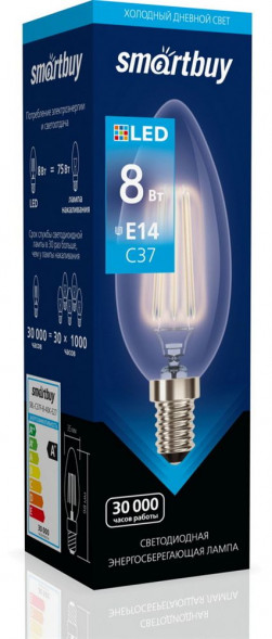 Лампа SMARTBUY (SBL-C37F-8-60K-E14) 8W/6000/E14