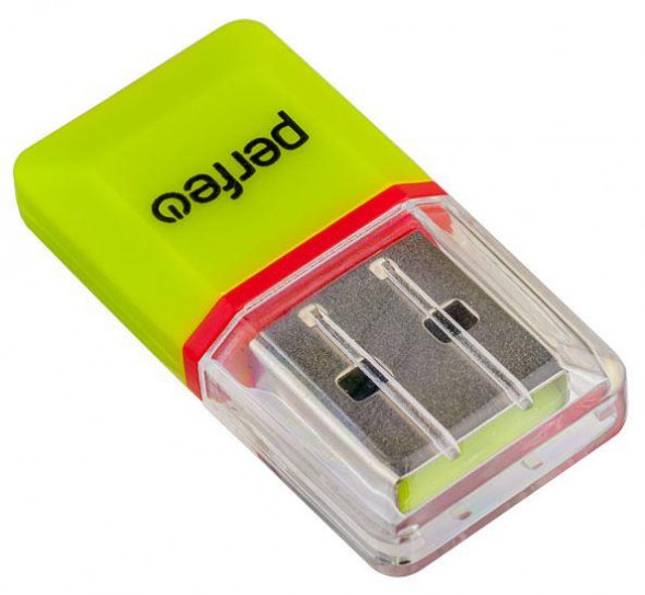 Картридер PERFEO (PF_B4938) Card Reader Micro SD, (PF-VI-R008 Green) зелёный
