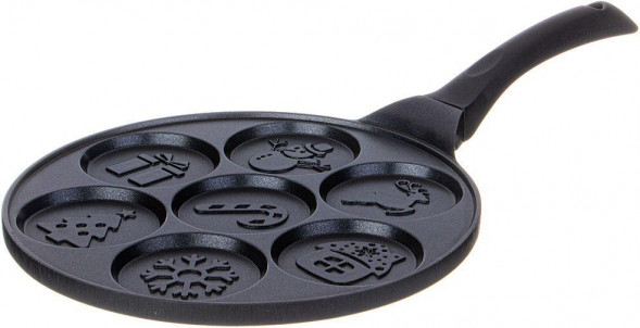 Сковорода AGNESS СКОВОРОДА &quot;ЗИМНЯЯ ЗАБАВА&quot; ДЛЯ ОЛАДИЙ С АНТИПРИГАР.ПОКРЫТИЕМ ДИАМЕТР=26.5 СМ.(КОР=6ШТ) 932-025