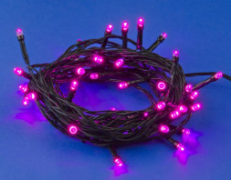Гирлянда UNIEL (UL-00007306) ULD-S0500-050/DGA PINK IP20 Гирлянда светодиодная, 5м. 50 светодиодов. Розовый свет. Провод зеленый. ТМ Uniel