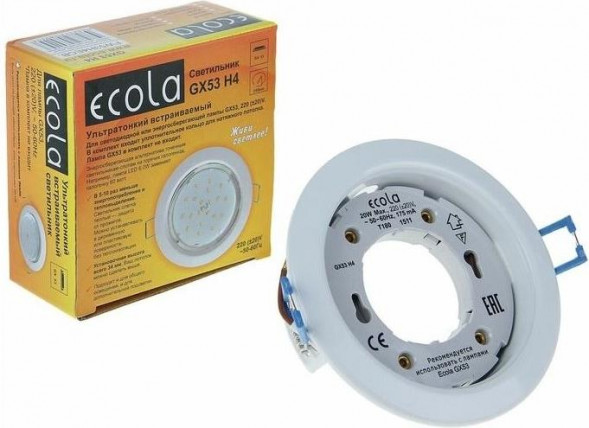 Светильник встраиваемый ECOLA SR533WECB GX53 SP5373 белый матовый