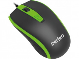 мышь проводная оптическая PERFEO (PF-4929) PROFIL PF-383-OP-B/GN . черный/зеленый