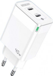 СЗУ AKSBERRY (6972310648743) T44 USBC+USBC 40w Max с кабелем Type C (белый)