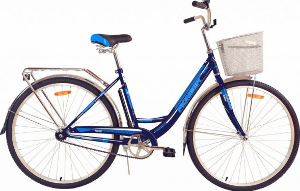 Велосипед PIONEER PATRIOT 28&quot;/18&quot; darkblue-blue-white+ корзина