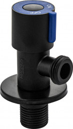 Кран угловой MAGNUS 9281 Кран металлокерамика угловой 1/2 х1/2 , синяя ручка, с отражателем, из нержавеющей стали марки 304, цвет ЧЕРНЫЙ