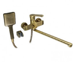 Смеситель для ванны GFMARK 5070 Смеситель в ванную длинный нос шаровый с дивертором на корпусе под состаренную бронзу