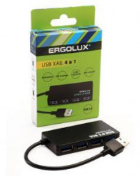 СЗУ ERGOLUX (15109) ELX-SLP01-C02 (Разветвитель USB-4USB, 2А, Черный, Коробка)
