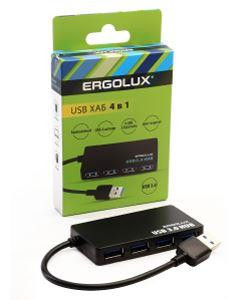 СЗУ ERGOLUX (15109) ELX-SLP01-C02 (Разветвитель USB-4USB, 2А, Черный, Коробка)
