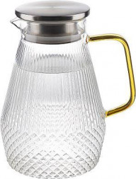 Кувшин LEONORD Кувшин AROMA 1,6 л из боросиликатного рельефного стекла с крышкой-фильтром из нерж стали, цв ручка (106478)