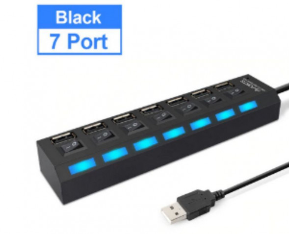 USB-хаб SMARTBUY (SBHA-7207-B) USB 2.0 хаб + выкл., 7 портов, черный