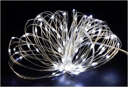 LED гирлянда FUNRAY &quot;Нить&quot;, SE-STRING-550W, 5м, 50 LED, холодный белый, 3*АА, серебр. шнур 0,3м,