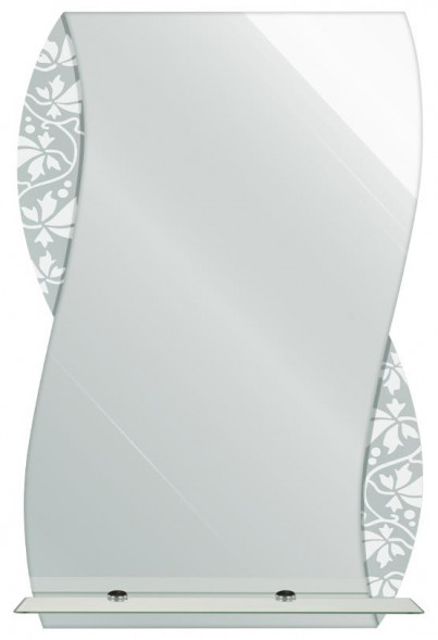 Зеркало САНАКС 40528 Зеркало волна с тонированным матированным рисунком 400х600мм полка 400мм