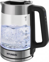 Чайник HYUNDAI HYK-G5607 1.7л. 2200Вт черный/серебристый (стекло)
