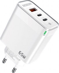 СЗУ AKSBERRY (6974929200114) T50 USBC+USBC+ USBA QC3.0 65w (белый)
