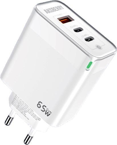 СЗУ AKSBERRY (6974929200114) T50 USBC+USBC+ USBA QC3.0 65w (белый)