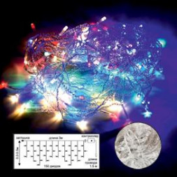 Светодиодная гирлянда ECOLA N5RM03ELC LED гирлянда 220V IP44 Бахрома наращиваемая (базовая секция) 3x(0.2-0.5)м 150Led RGBW, 8 режимов, прозр.провод с вилкой разноцветный