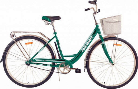 Велосипед PIONEER PATRIOT 28&quot;/18&quot; darkgreen-white-black+корзина