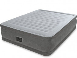 Надувные кровати INTEX Кровать флок Квин комфорт, 152х203х56см, 220в, встроенный насос, 64418 108-010